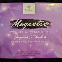 NIB Arishine 8pc Magnetic Eyeliner and Lashes Kit With Reusable Lash, Waterproof