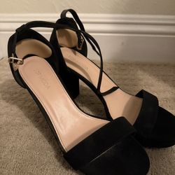 Black Open Toe Heels - Size 10