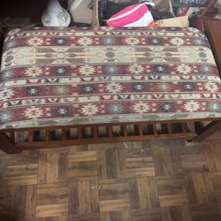 Very nice, soft, comfortable bench, wood and fabric material pick up Milwaukee area for Or $25 delivery fee