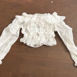 Elegant White Ruffled Women’s Top