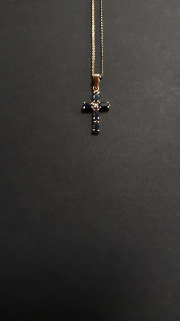 Gold Sapphire cross