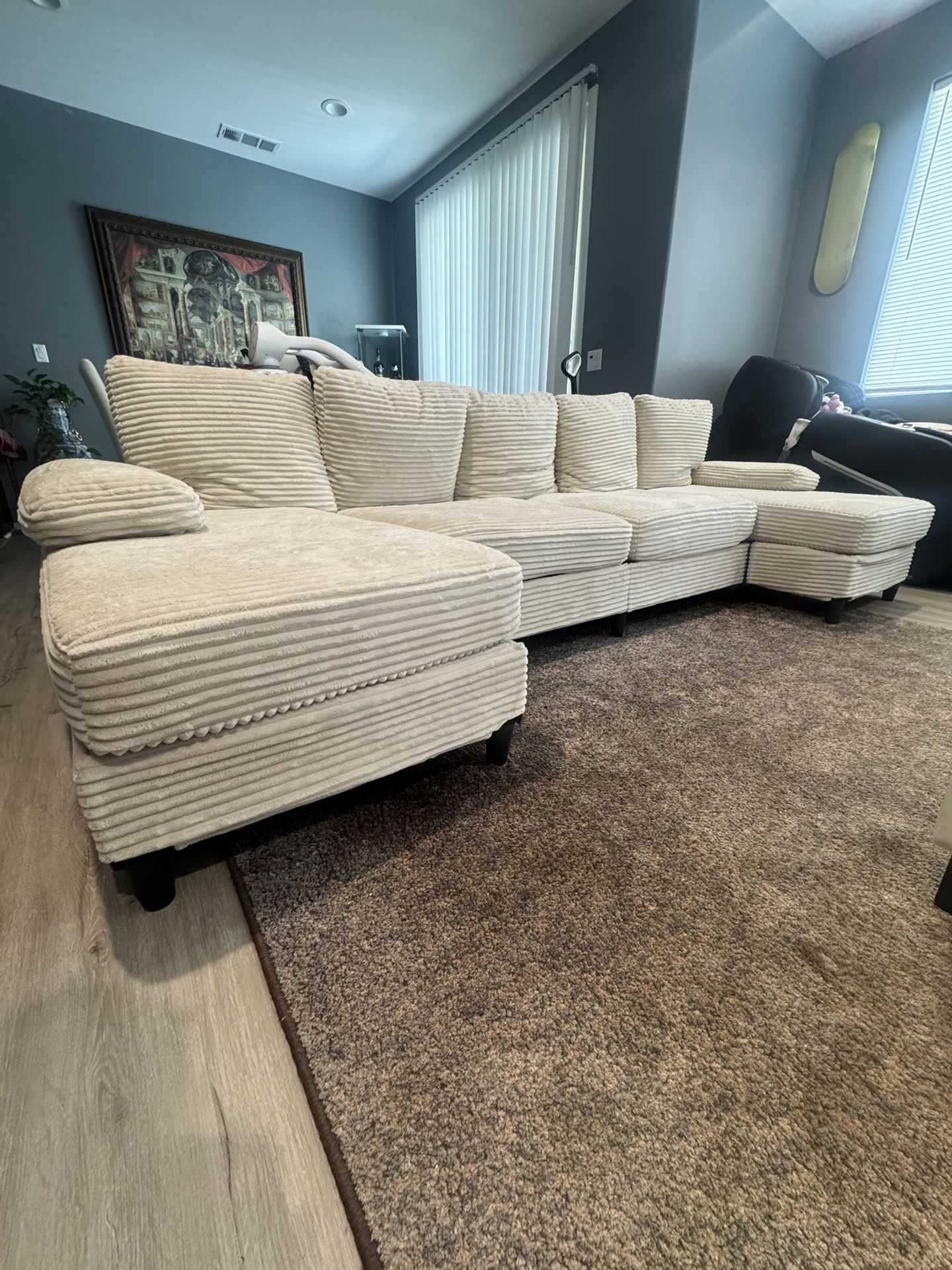 U Shaped Corduroy Plush Couch