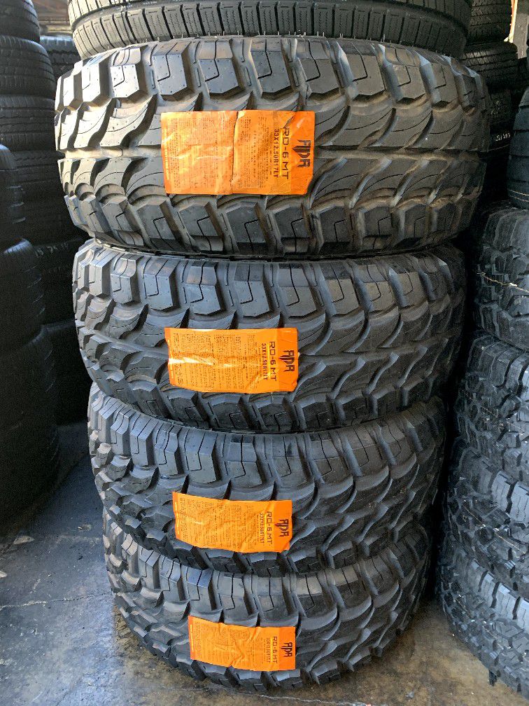 Set of brand new tires 33X12.50R17LT RDR M/T for only $1000 all four tires 