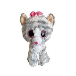 Ty TySilk Beanie Boos KiKi Cat Gray Striped Plush Stuffed Animal 6 Inch