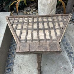 RUSTIC ANTIQUE WOOD INDIAN BULLOCK CART WITH IRON COFFEE TABLE 19th Century TRAPEZOID RARE & BEAUTIFUL