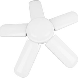 LED Garage Lights 80W LED Deformable 5 Panels Voice Control Mini Folding 5 Blade Lamp Garage Ceiling Light AC 85‑265V for Basement Workshop Warehouse