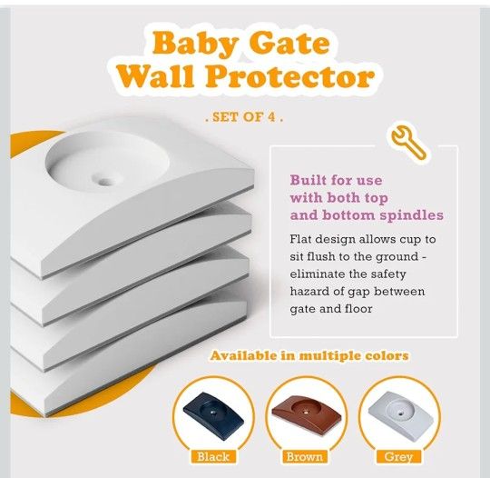 Wall Nanny - Baby Gate Wall Protector (Made in USA) Protect Walls from Pet Gates & Dog Gates - No Safety Hazard on Spindles - for Child Pressure Mount