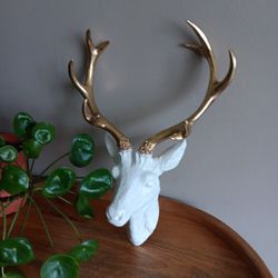 16" Brand New Three Hands Resin Deer Head Wall Decor 