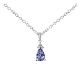 Macy's Women's Tanzanite Diamond Accent 18" Pendant Necklace in Sterling Silver