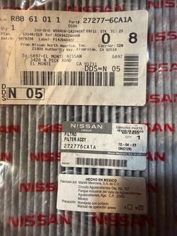 Cabin Air Filter OEM 272776A1A