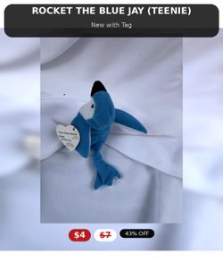 Ty Teenie Beanie Babies Rocket Blue Jay Plush — New with Tag