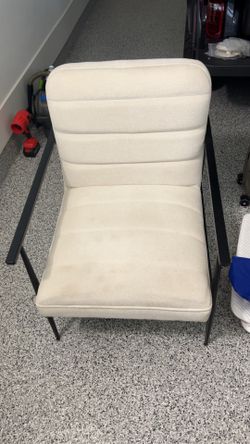 Modern Cream Accent Chair w/ Black Metal Frame