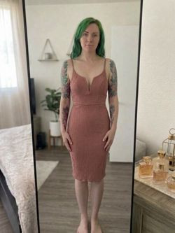 NWT Hello Molly Mauve Ribbed Bodycon Mini Dress V-Bar Size 2