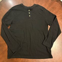 Wonder Nation Boys Black Solid Henley Long Sleeve Shirt XXL 18