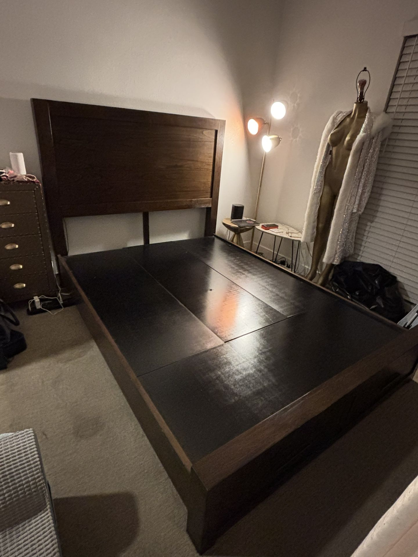 Queen Wooden Bed Frame w/Storage & USB Ports, Living Spaces