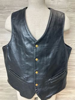 Langlitz Leathers Black Snap Front Motorcycle Vest (PO1025857)