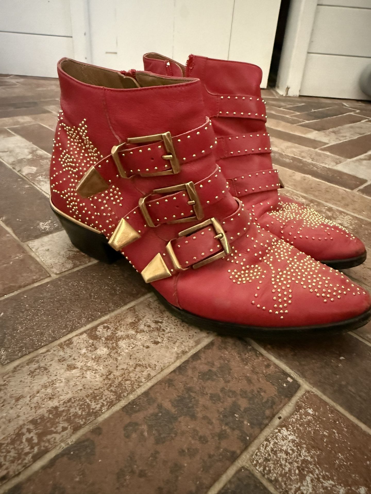Red Chloe “Susanna” Boots, Size 38
