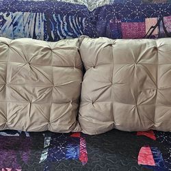 **Set of 2** Tufted BED PILLOWS  ~ Standard size GREY