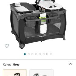 Pamo Babe Deluxe Nursery Center, Foldable Playard for Baby & Toddler, Bassinet, Mattress, Changing Table for Newborn (Grey)