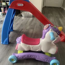 Toddler Little Tikes Slide And Vtech Unicorn Ride-on