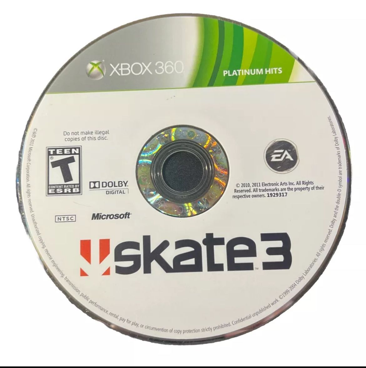 Skate 3 (Microsoft Xbox 360) Disc Only, Tested & Working