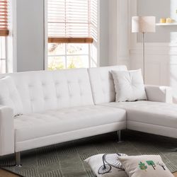 Sofa Bed Reversible White 2pc Sectional 