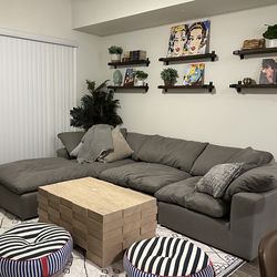 City Furniture Nixon Light Gray Fabric 4-piece Bumper Sectional