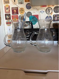 2 Princess House Heritage Etched Crystal 72oz Pitchers