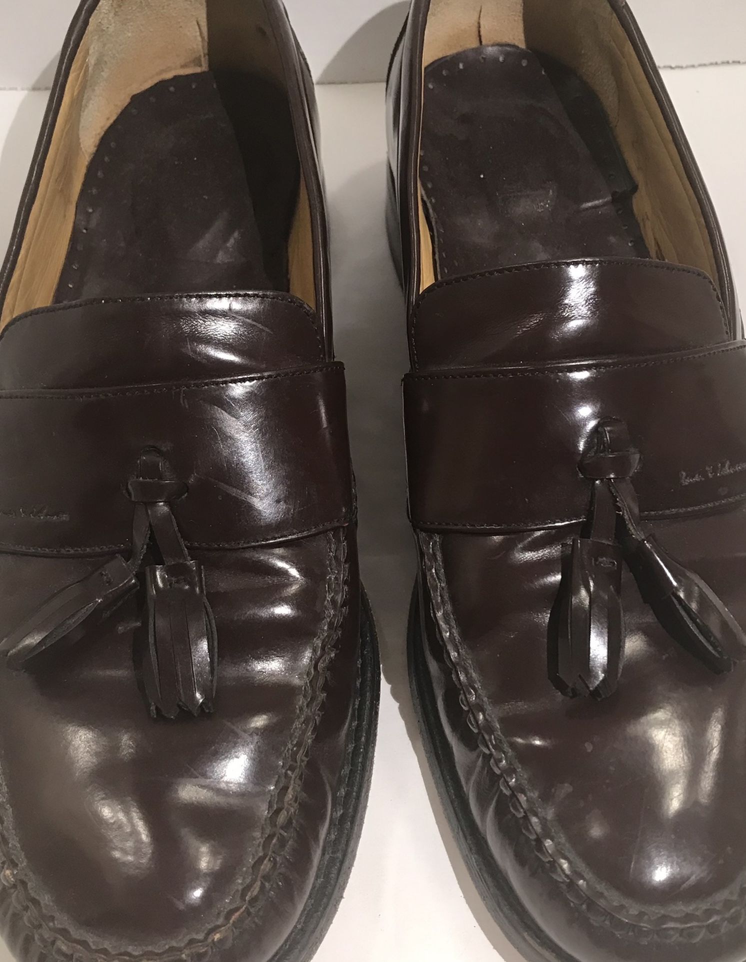 Tauer & Johnson Leather Tassel Loafer Handcrafted Shoes Mens 10 2E