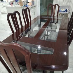Italian Mahogany Dining Room Table And Chairs 