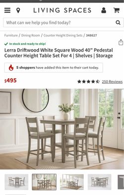 Moving must sell Gray kitchen Table Square Wood 40" Pedestal Counter Height