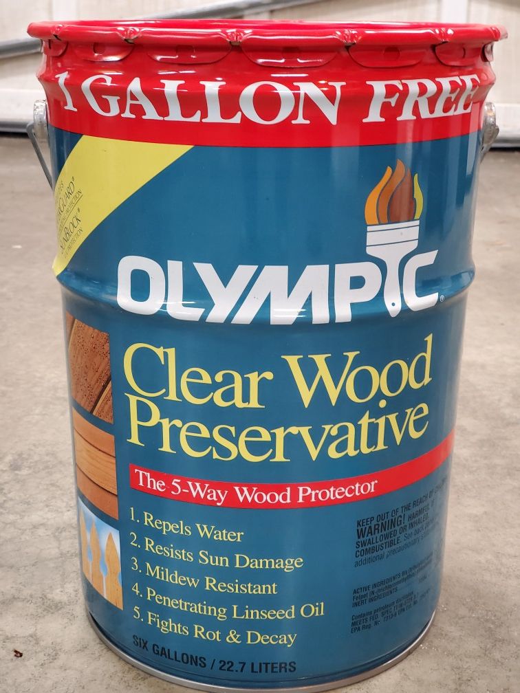 Olympic waterguard clear wood preservative 5 gallon plus a gallon free