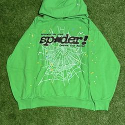 Slime Green Rhinestone V2 Sp5der Hoodie