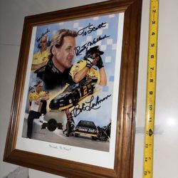 4 X Signed: Rusty Wallace, Roger Penske, Don Miller, Bob Luhman. Second To None Print From 1994. NASCAR Royalty. 