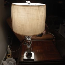 Two Crystal Stem, Stainless Steel base  lamps.