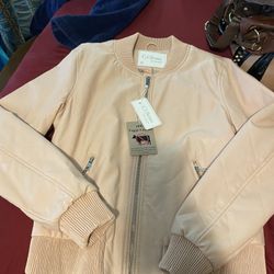 Women’s Baby Pink Leather Jacket XL