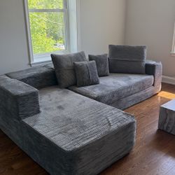 2026 New 106" Modular Sectional Sofa, High Back Cloud Couch for Living Room, Comfy Fluffy Sofa with L-Shaped Chaise, Upholstered Boneless Sofa Couches