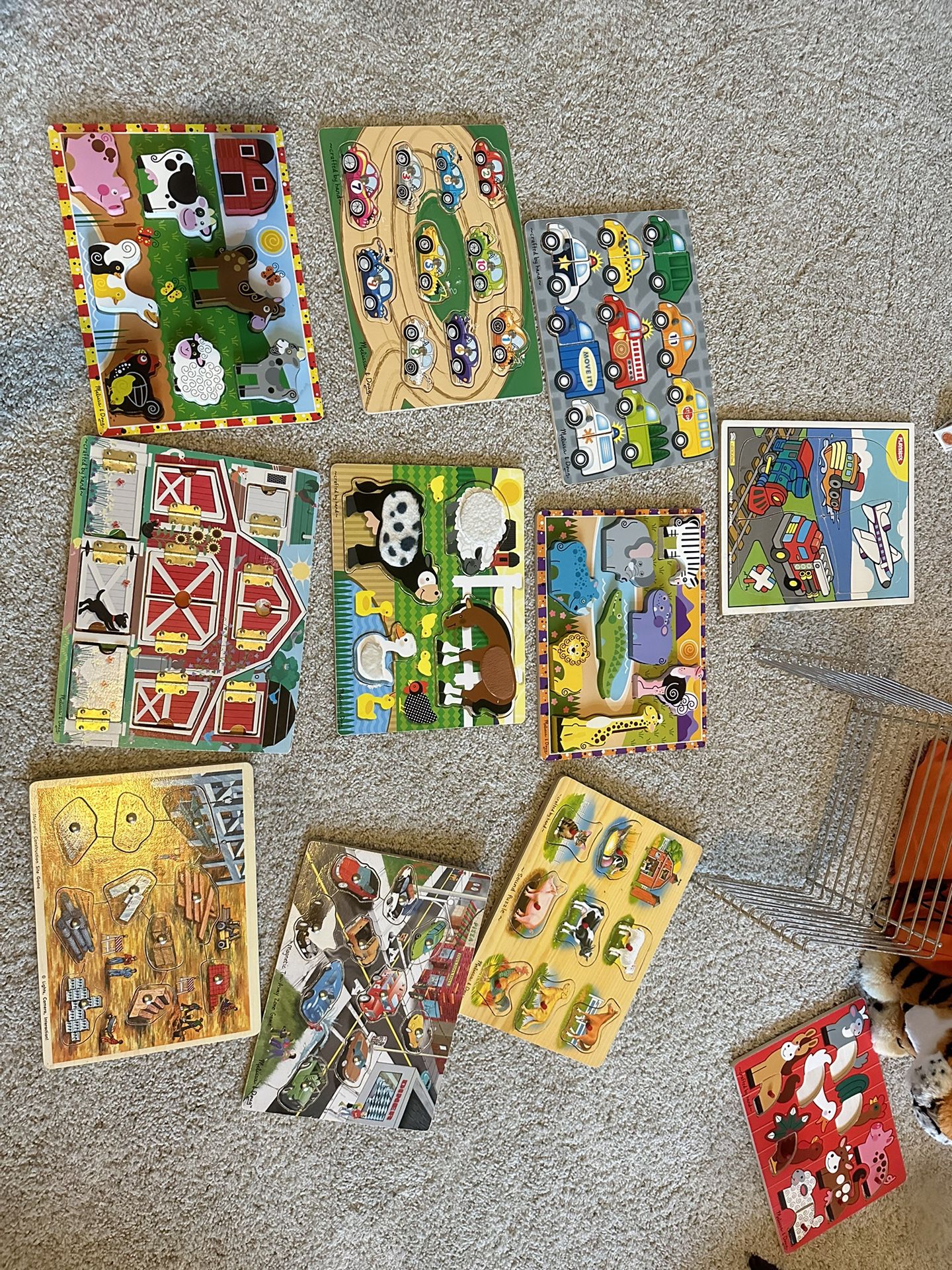 Wooden Puzzle Lot With Rack