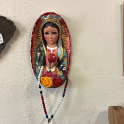 Virgen De Guadalupe Y Rosario De Cristal