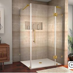 Aston Avalux 72" High x 48" Wide x 36" Deep Hinged Frameless Shower Enclosure with Clear Glass