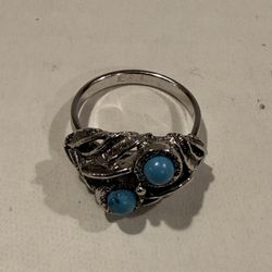 Vintage "Sarah Coventry" Turquoise Silver Tone adjustable ring