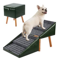 Dog Stairs for Small Dogs Foldable Dog Steps and Faux Leather Ottoman