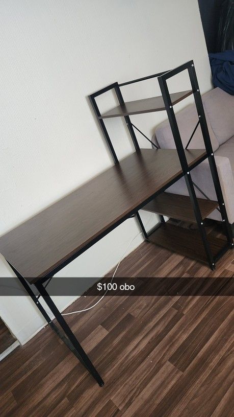 Metal Frame/ Wooden Counters With Shelves