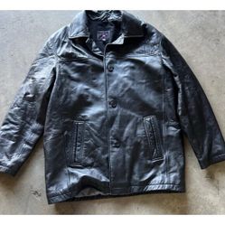 Vintage US Polo Assn Black Genuine Leather Jacket Men’s Sz XL Button Bomber