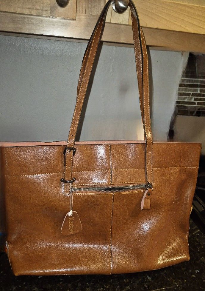 Kattee Brown Leather Tote Bag
