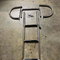 3 Step Rear Entry Inboard Telescoping Boat Ladder, Stainless Steel