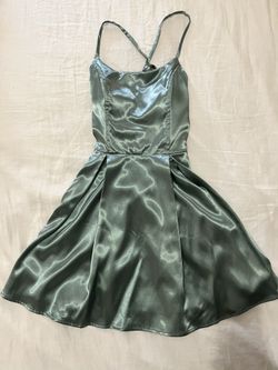 Satin Mini Dress- Light Sage Green