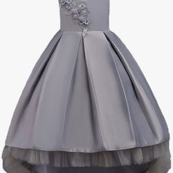 Girl's Princess Gray Dress For Weddings Party Size 11-12