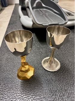 Unique Pair of Silver Goblets
