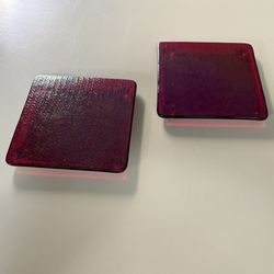 Two Signed Terry Hart Glass Coasters 